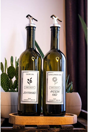Set Of 2 750 Ml Oil Pots Olive Oil And Oil Amber Glass Bottle