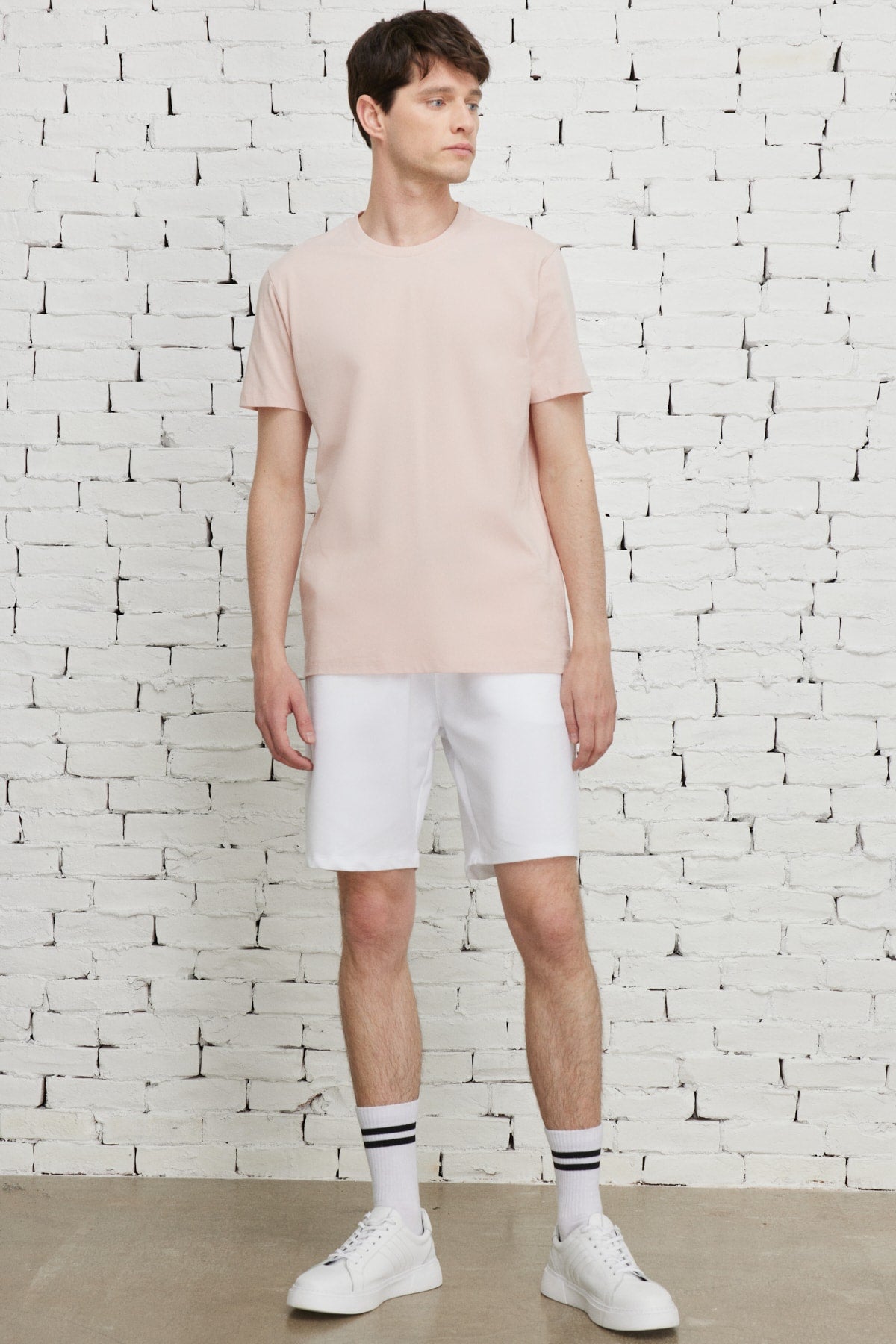 Men'S Dried Rose 100% Cotton Slim Fit Slim Fit Crew Neck Short Sleeved T-Shirt