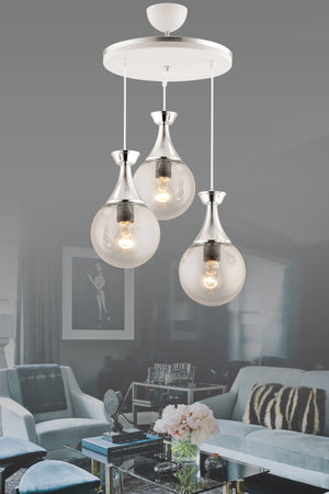 Minel 3 Piece Tray White Chrome Gilded Smoked Glop Glass Lighting