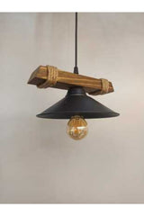 Nova Wooden Rustic Modern Rope Single Pendant Lamp Chandelier