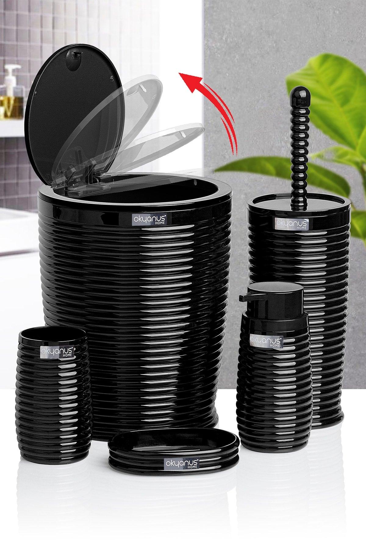 Black Elegans 5 Pcs Bathroom Set - Swordslife