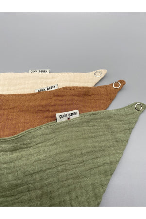 3-Pack Of 100% Organic Cotton 4-Layer Muslin Apron, Scarf, Collar
