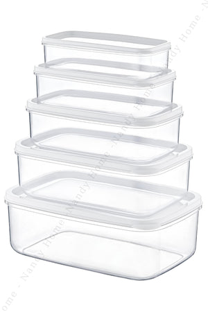 Set Of 5 Embox Rectangular Provisions, Food Storage Container White
