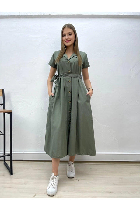 Short Sleeve Button Dress - Swordslife