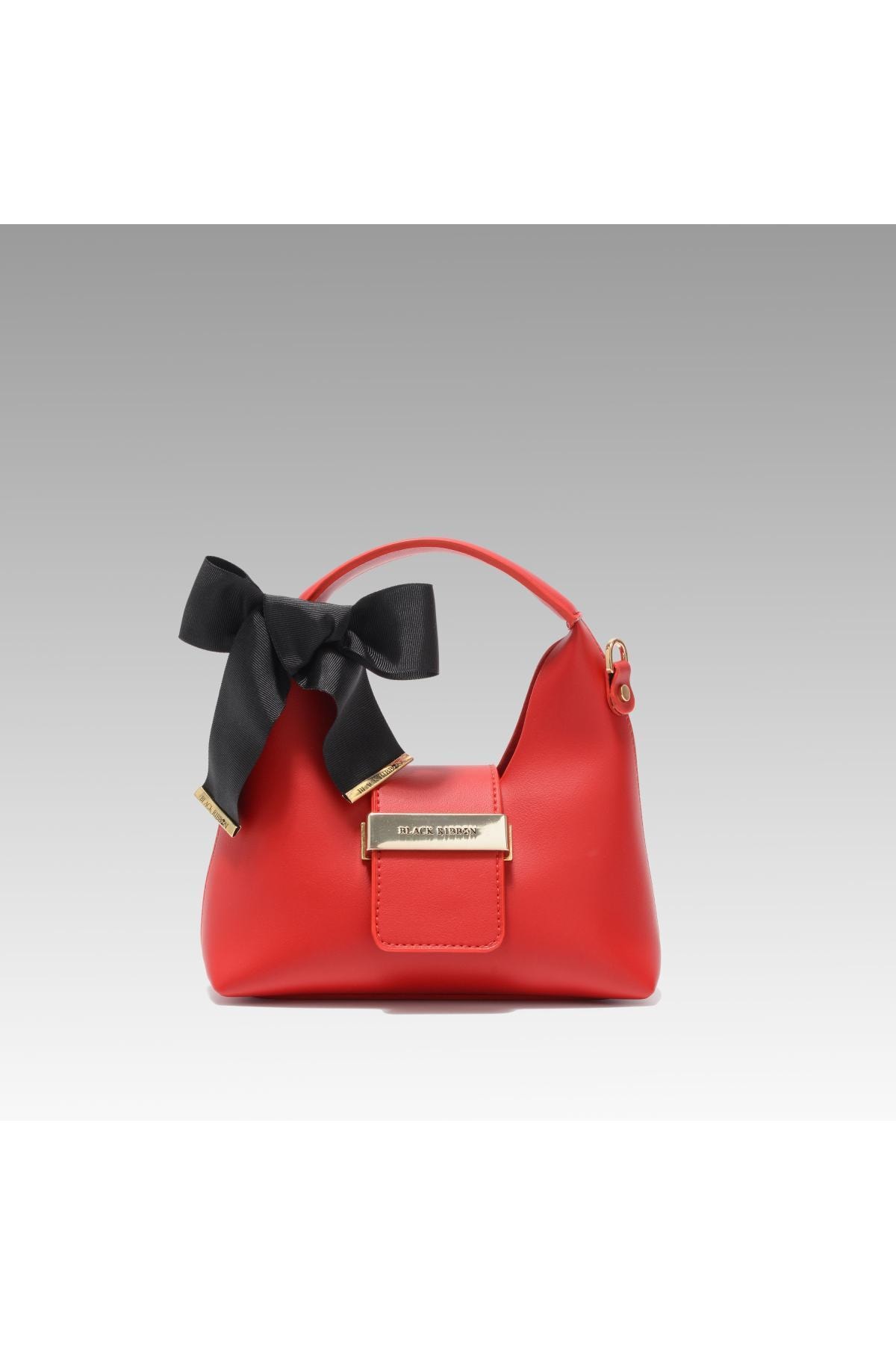 Red Suspended Mini Bag With Accessory Detail