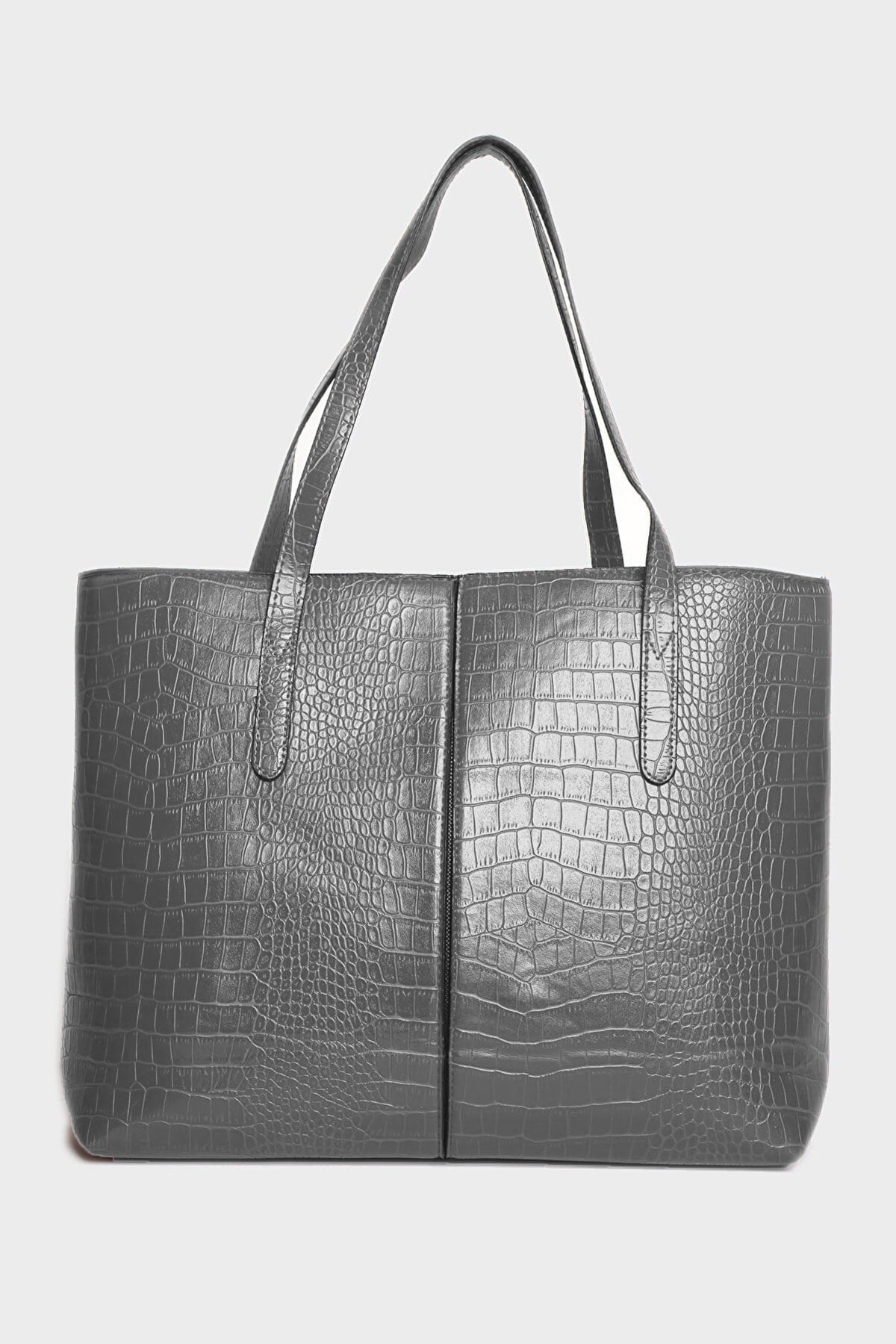 Women'S Crocodile Pattern 2-Sleeve Zippered Large Size Bag Shoulder Bag, Clutch Bag, Laptop Bag