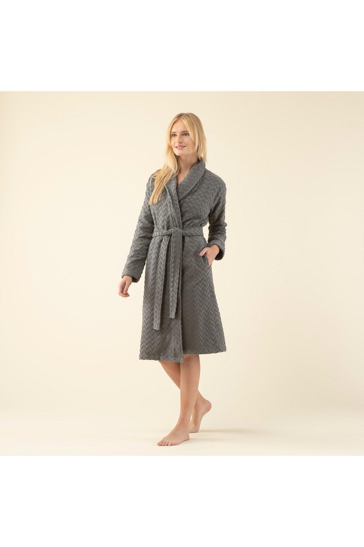 Zigzag Women's Bathrobe Anthracite - Swordslife