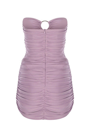 Lilac Bust Two-Ring Ruffle Strapless Draped Mini Evening Dress - Swordslife