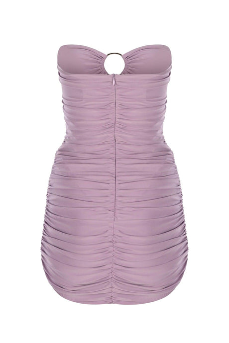 Lilac Bust Two-Ring Ruffle Strapless Draped Mini Evening Dress - Swordslife