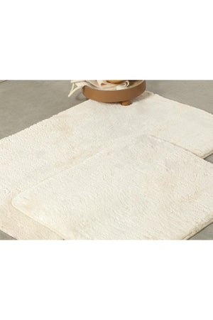 Poffy 2 Pcs Bath Mat Set 60x100 - 50x60 Cm Ecru - Swordslife