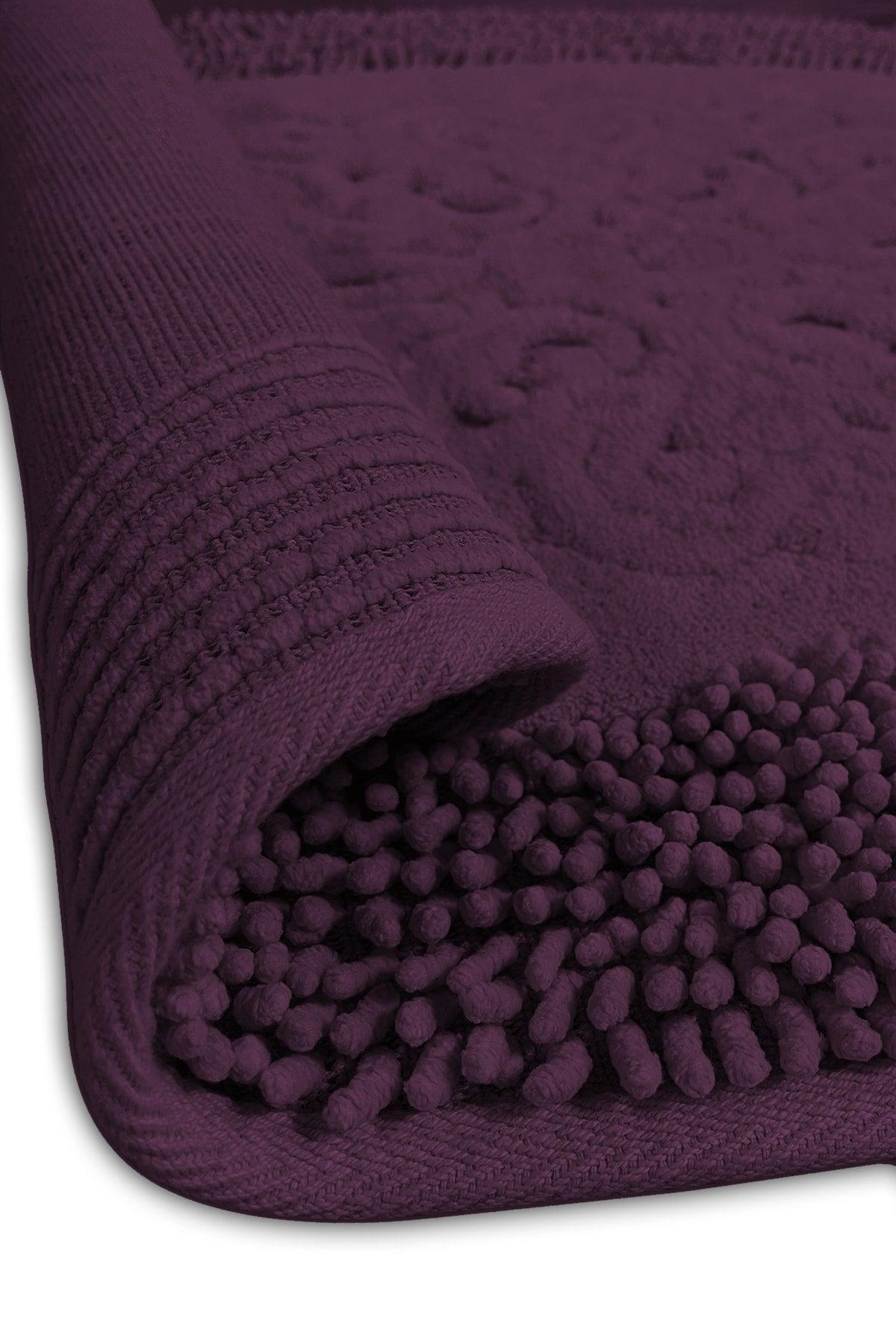 Macoroni Purple Set of 2 60x100 cm 50x60 cm Bathroom Rug Washable Non-Slip Base Cotton - Swordslife