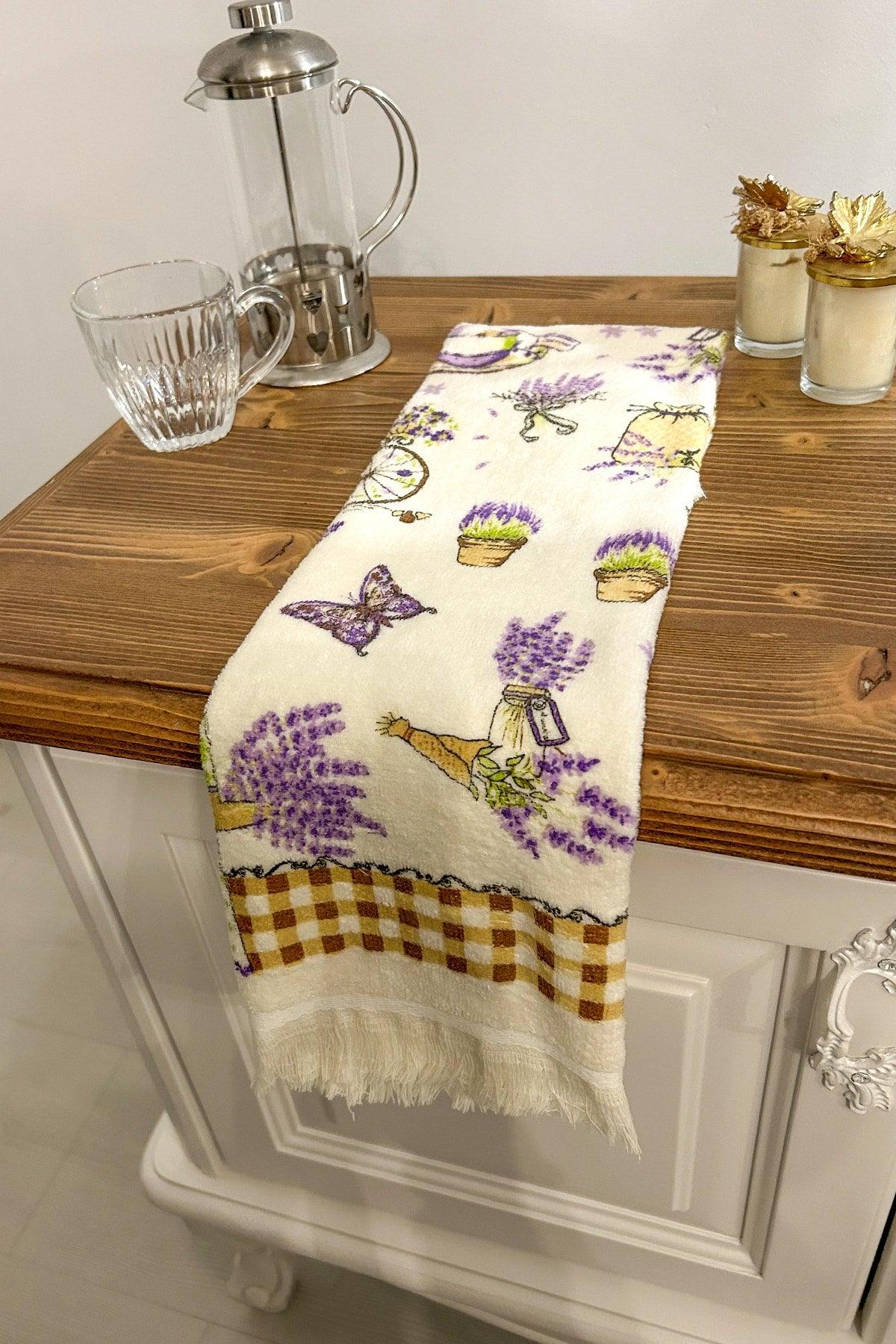 5 Piece Fringed Cotton 40x60 Cm Printed Towel Set Hand Face Kitchen Towel Soft Patterned Water Absorbent Set - Swordslife