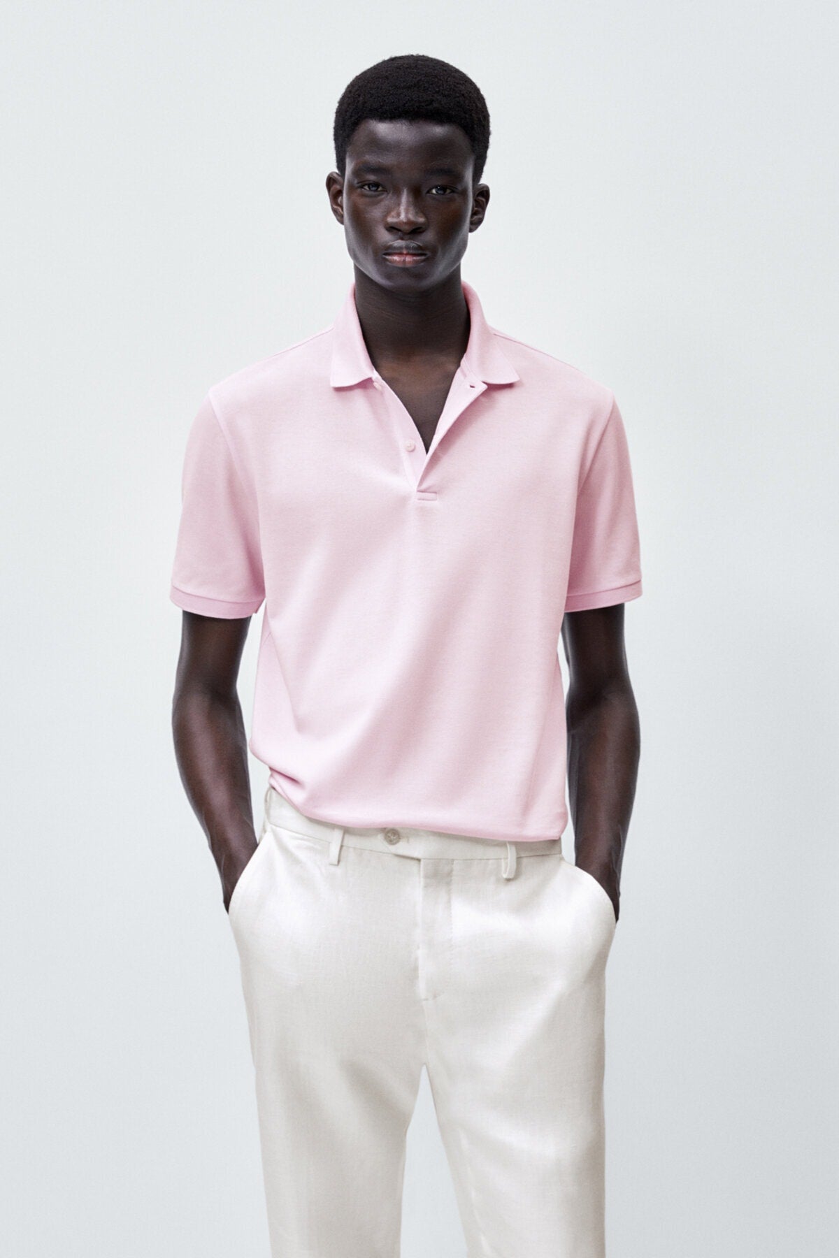 Textured Cotton Polo T-shirt