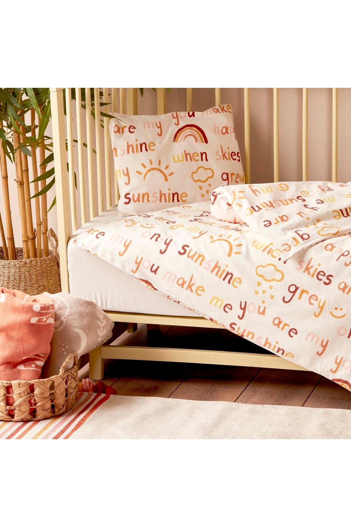 100% Cotton Ranforce Sunshine Baby Duvet Cover Set Yellow (100X150 Cm)