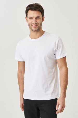 Men'S White 100% Cotton Slim Fit Slim Fit Crew Neck Short Sleeved T-Shirt