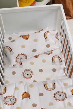 Mother'S Side Crib Duvet Cover Set (60X100) - Iconic Series - Vintage Lion And Rainbow