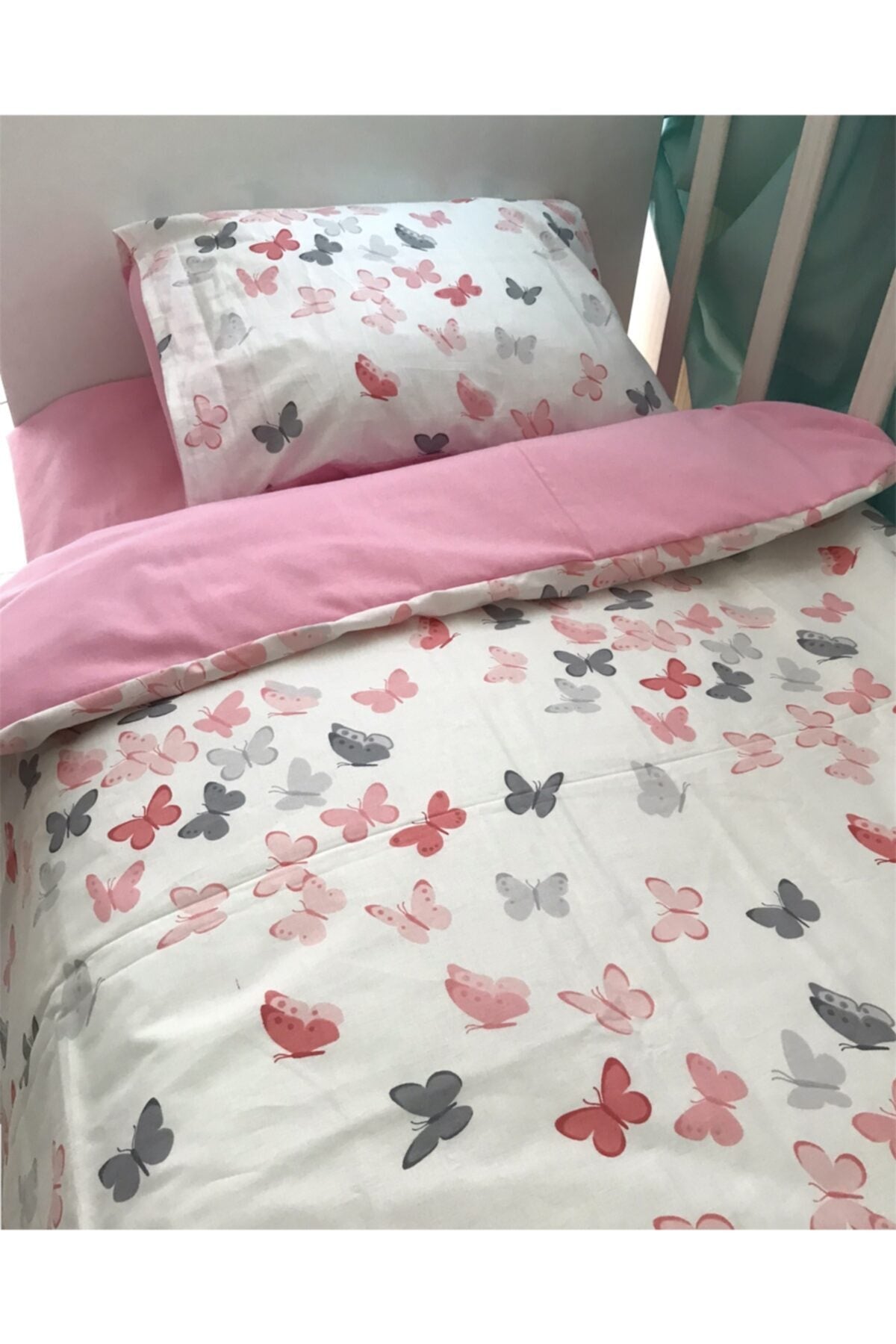 100% Cotton Baby Girl Duvet Cover Set With Butterfly 100x150