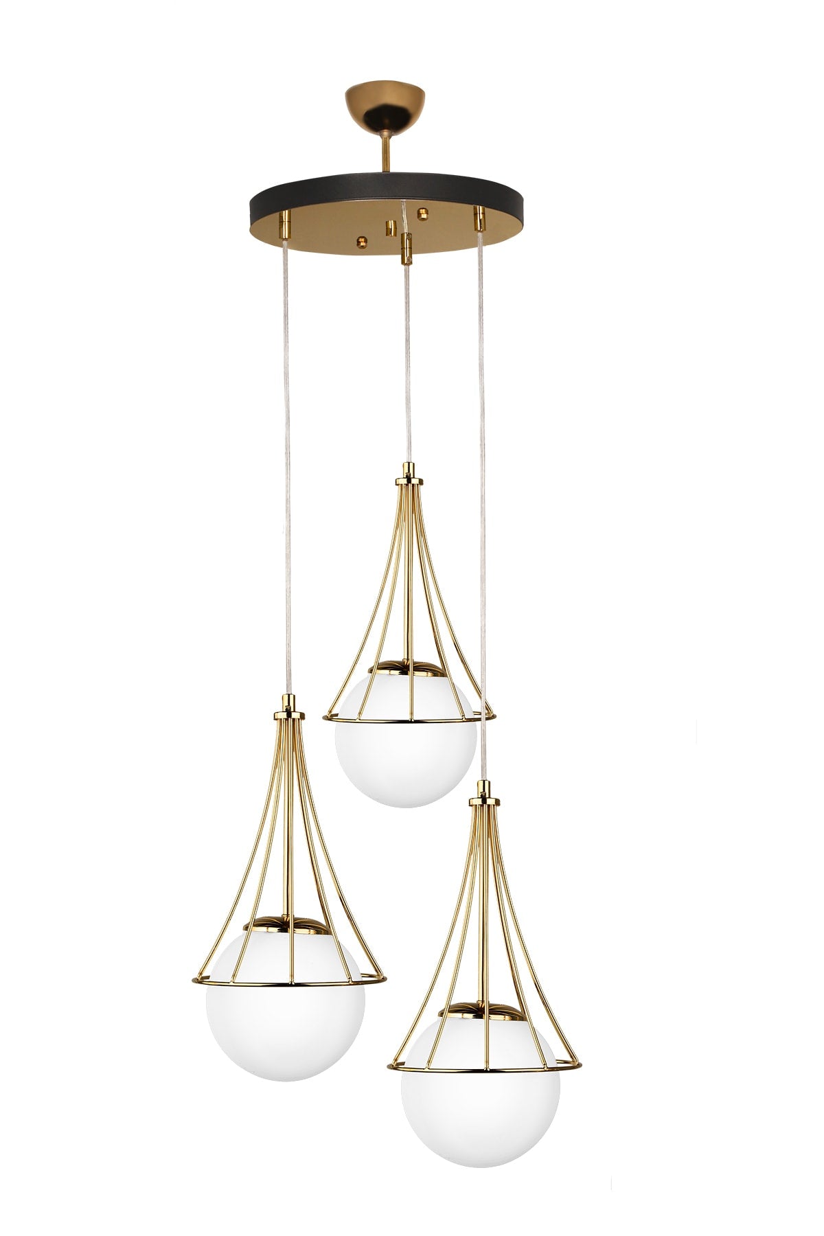 Lapis 3Rd Chandelier Gold-White Glop Glass