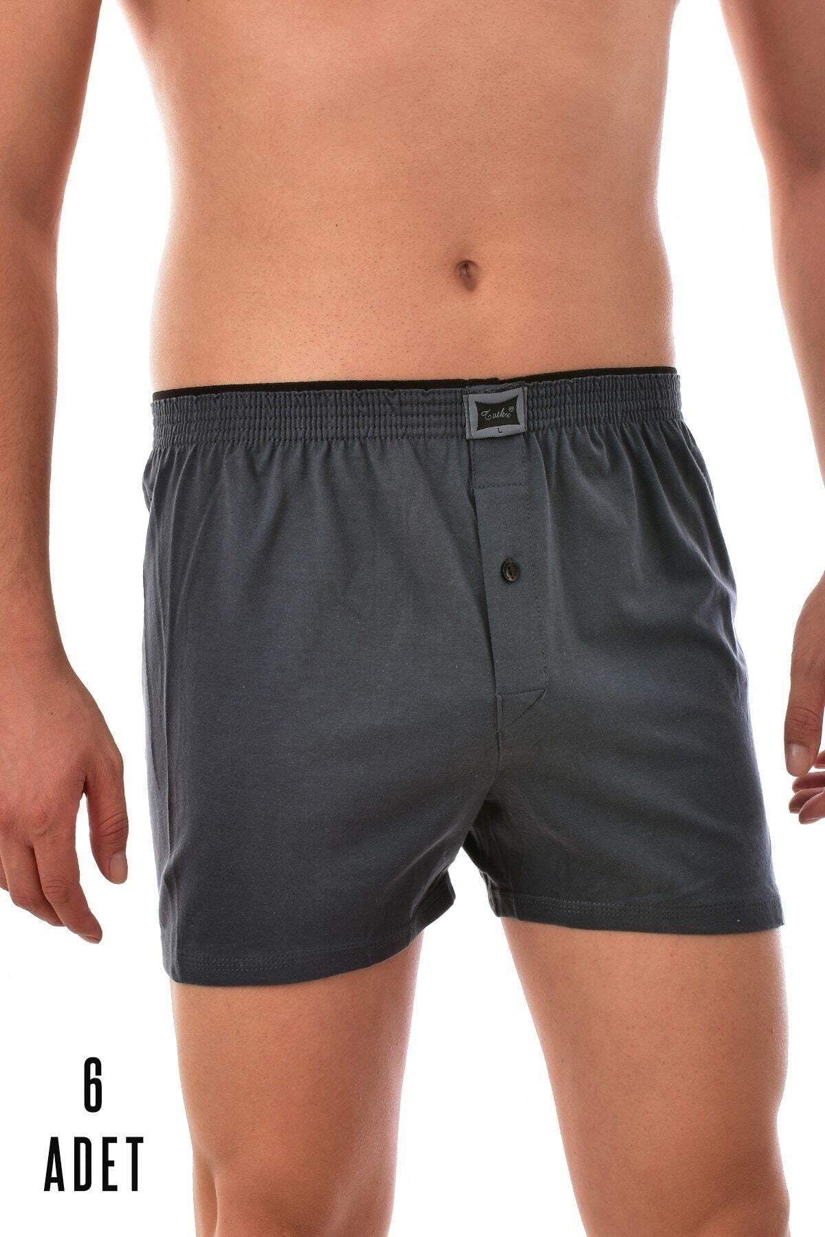 Men'S Smoked 6 Pieces Passion Cotton Buttoned Boxer Smoked 0117