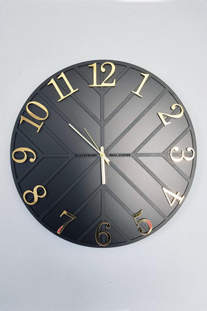 Diagonal Lines - Black & Gold - 50Cm Wall Clock