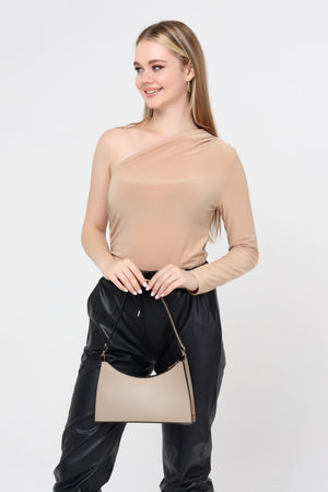 Mink Color Baguette Baguette Hand And Shoulder Bag Gc009023