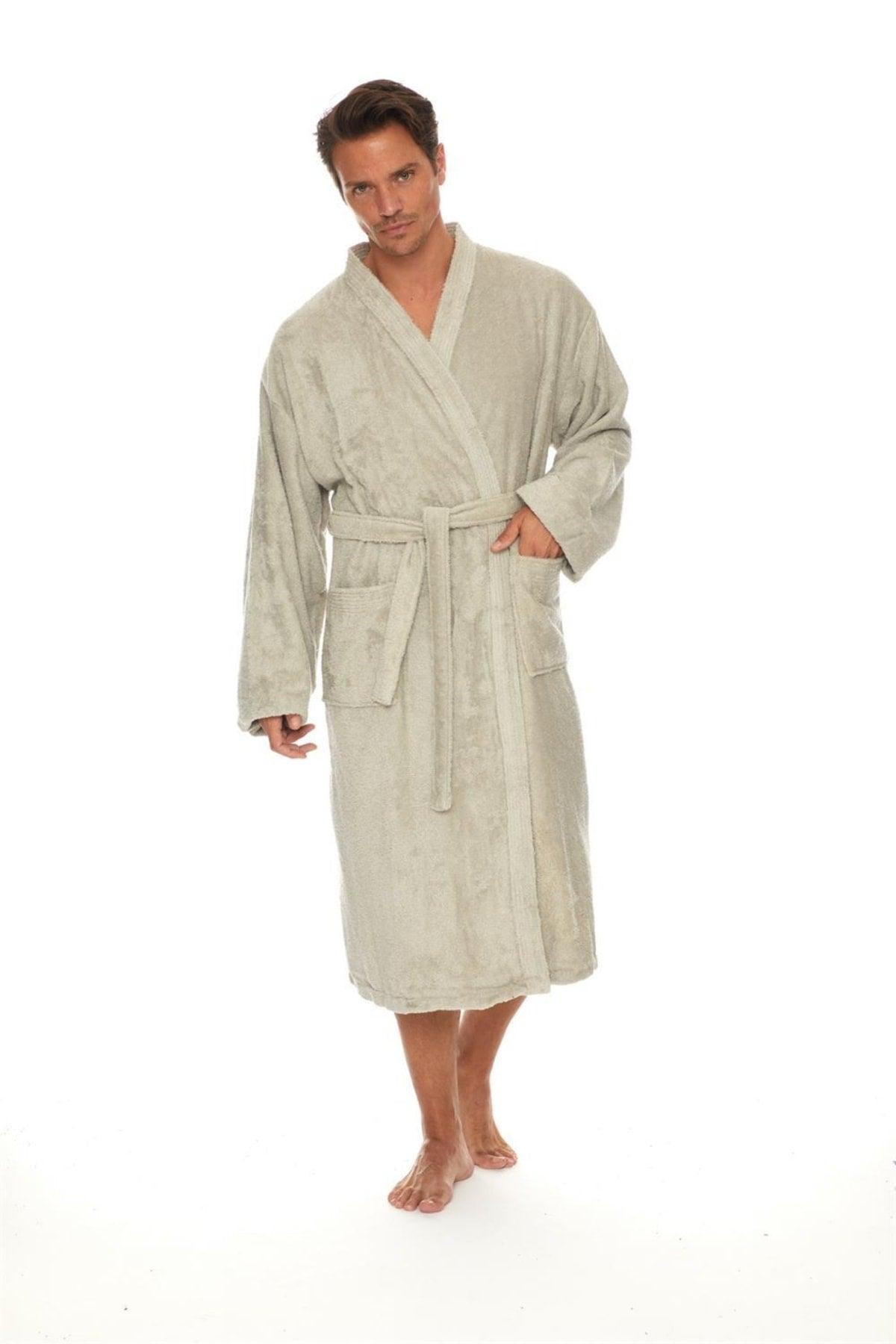 100% Organic Cotton Kimono Extra Soft Plus Size 3xl Men's Bathrobe - Swordslife