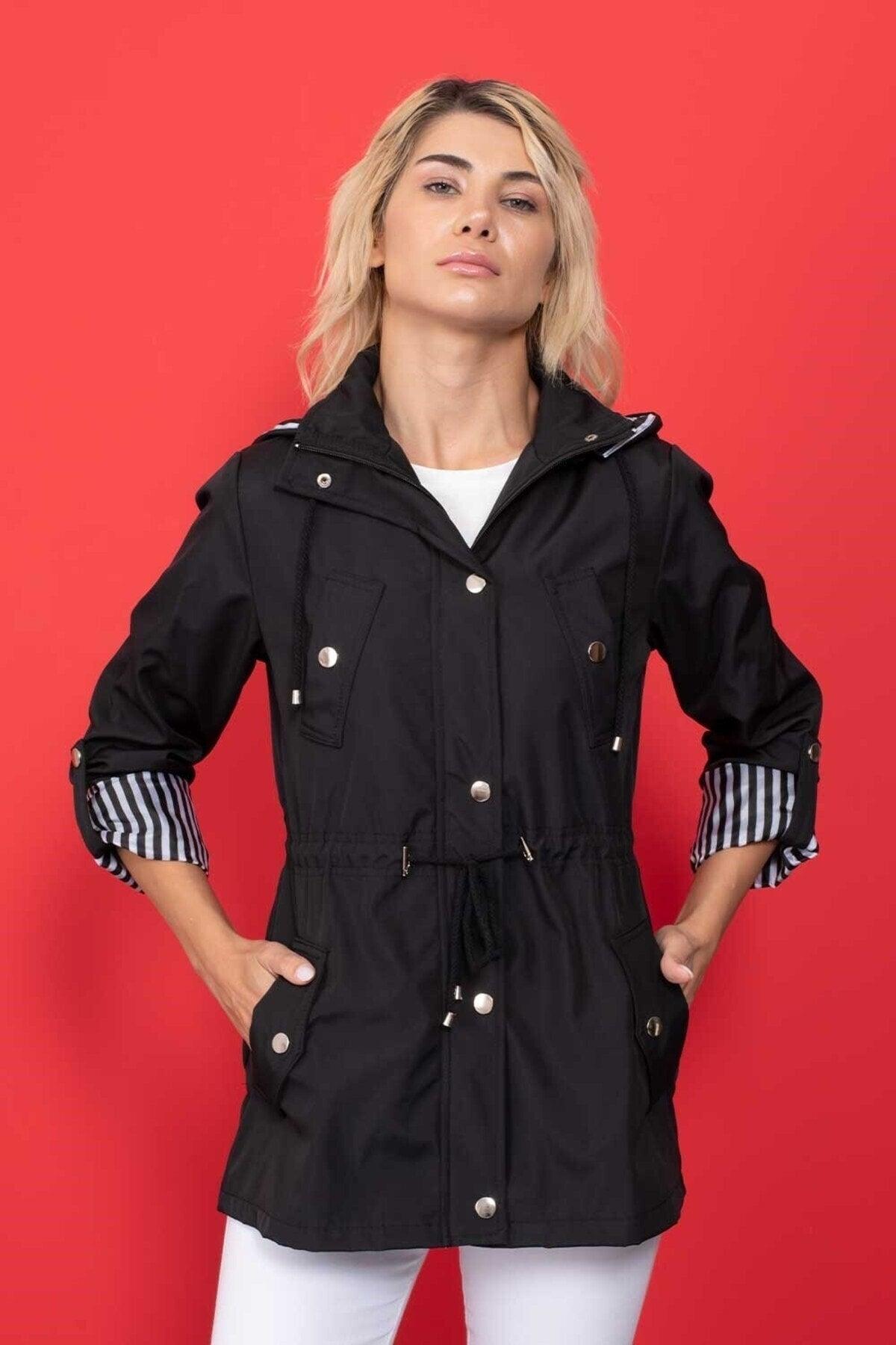 Women's Black Hooded Seasonal Coat - Swordslife