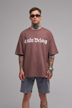 Unisex Large Size Only Belong Printed Cotton T-Shirt Plum