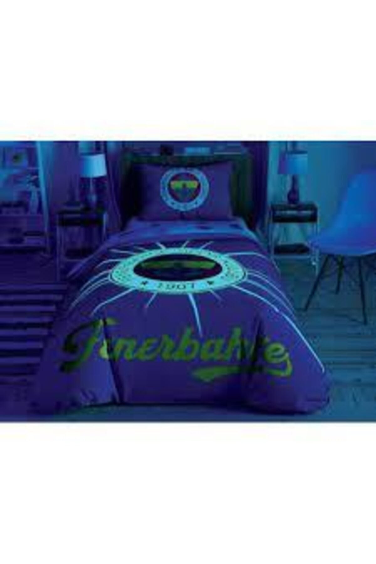 Licensed Single Sheet Elastic Fenerbahce Light Glow Duvet Cover Set