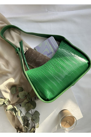 Green Women'S Crocodile Baguette Bag