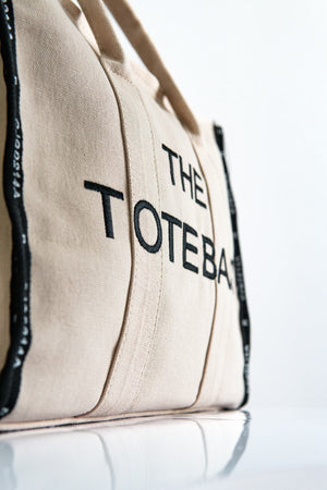 Women'S Cream Tote Bag Canvas Long Strap Bag Shoulder Bag