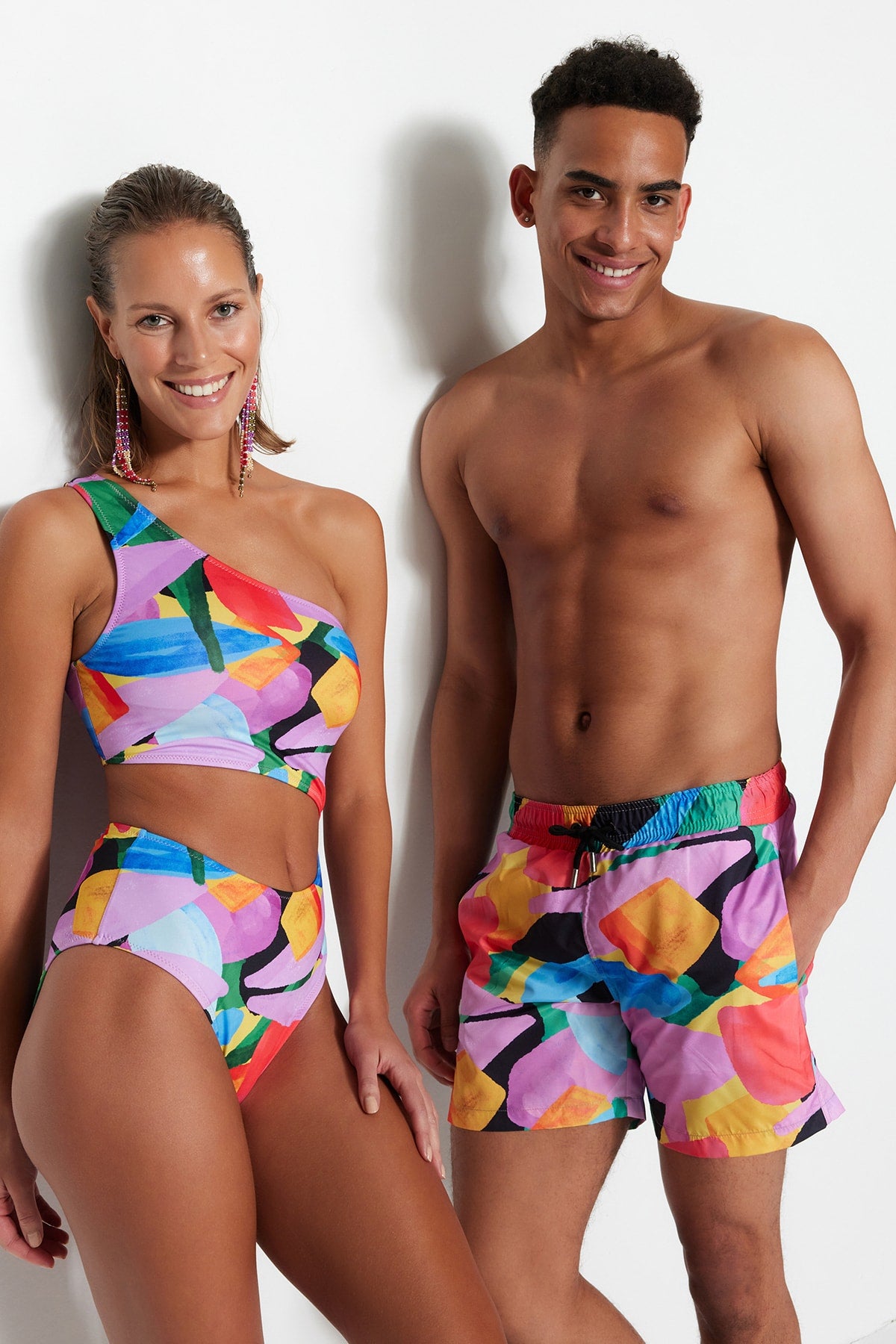 Multicolor Men'S Standard Abstract Pattern Swimwear Marine Shorts Tmnss23Ds00001