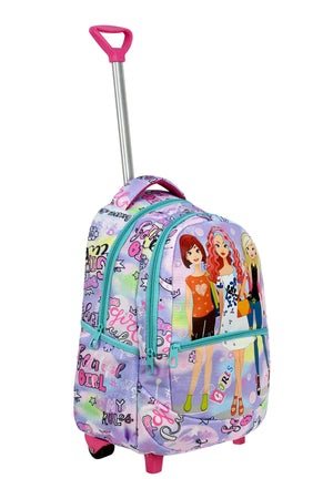 3-Pack School Set With Squeegee, Girl Patterned Primary School Bag + Lunch Box + Pencil Holder