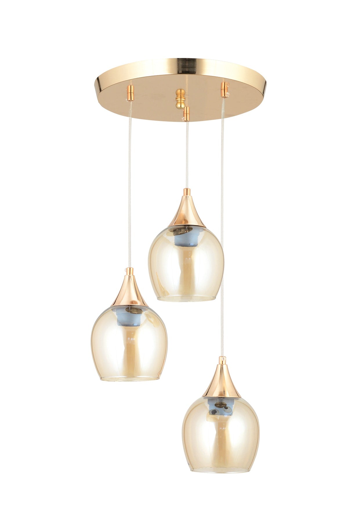 Sante 3-Piece Gold Honey Glass Modern Pendant Lamp Chandelier Living Room Kitchen Room Hallway Chandelier