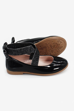 Girl'S Bow Black Ballet Shoes