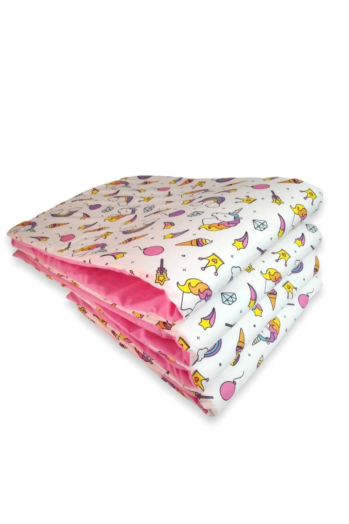 Baby Kids Crib Side Protection 90X190 Cm 4 Pieces Unicorn Pink For Montessori