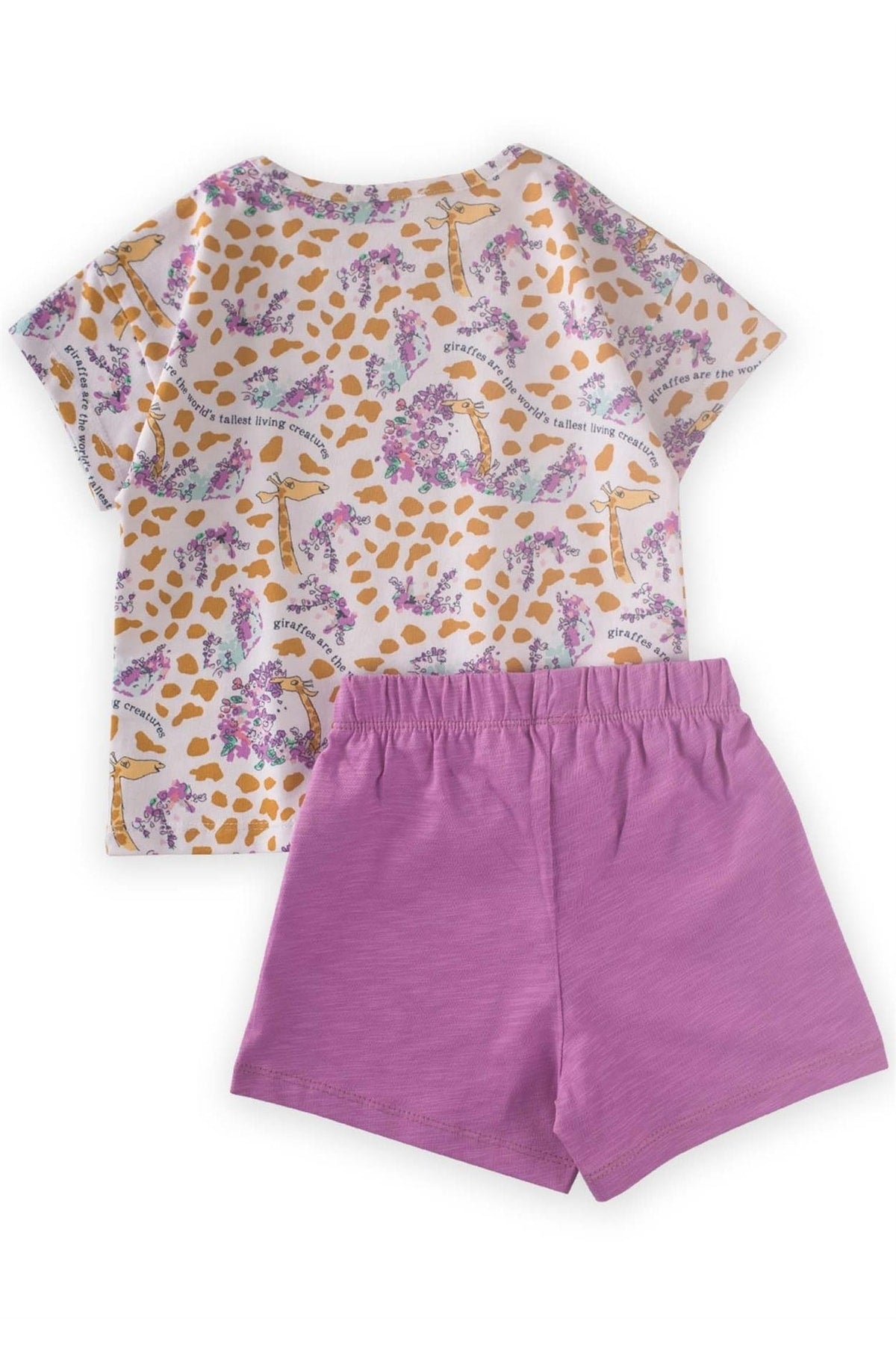 Giraffe Patterned Shorts Set 2-7 Years Ecru