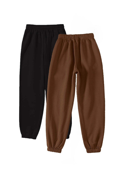 2-pack Jogger Sweatpants - Black And Brown, Elastic Legs, High Waist Summer - Swordslife