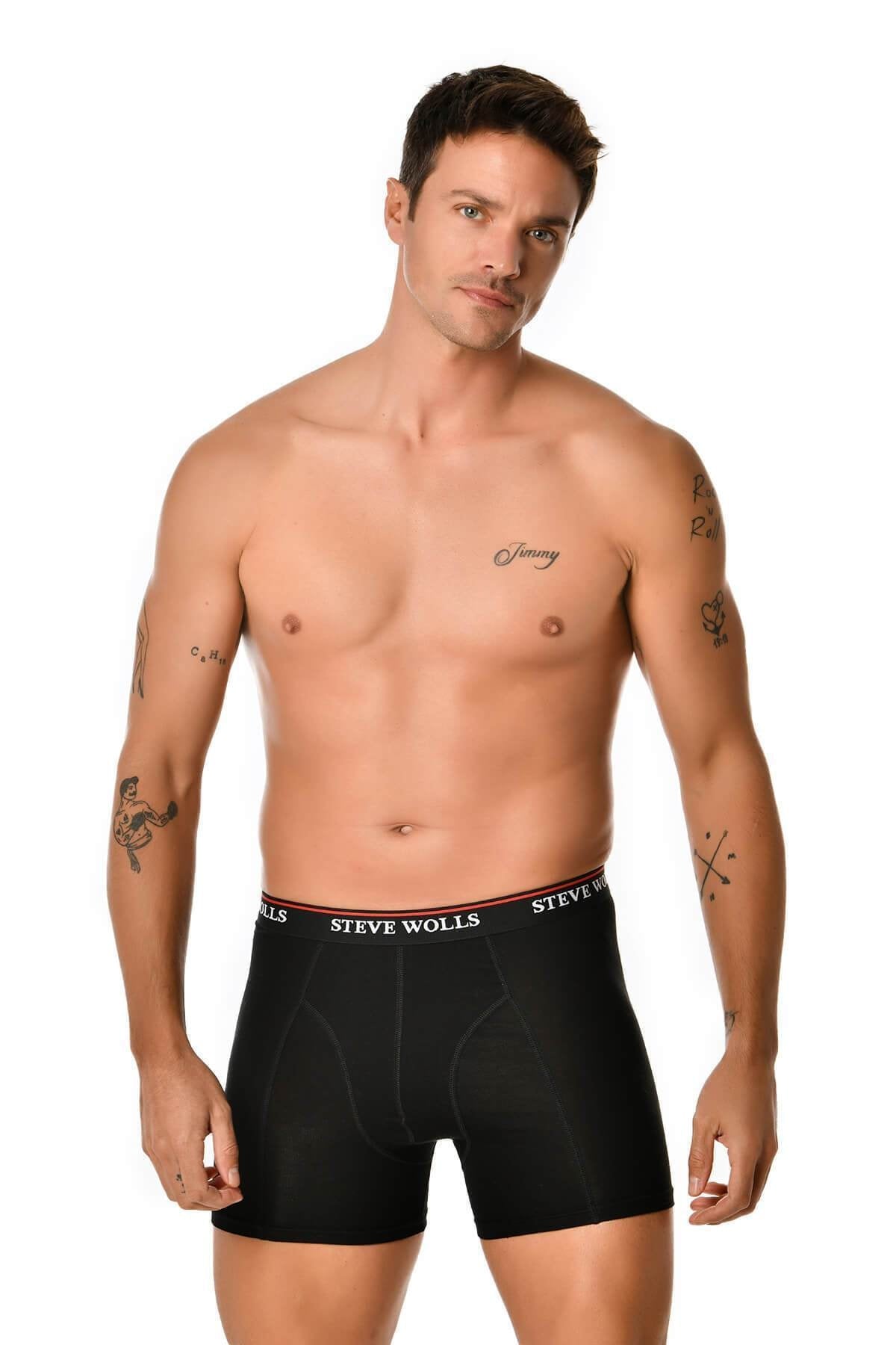 Men's Black Color Bamboo Boxer Set of 5