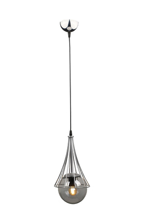 Lapis Single Chandelier Chrome-Smoked Glop Glass