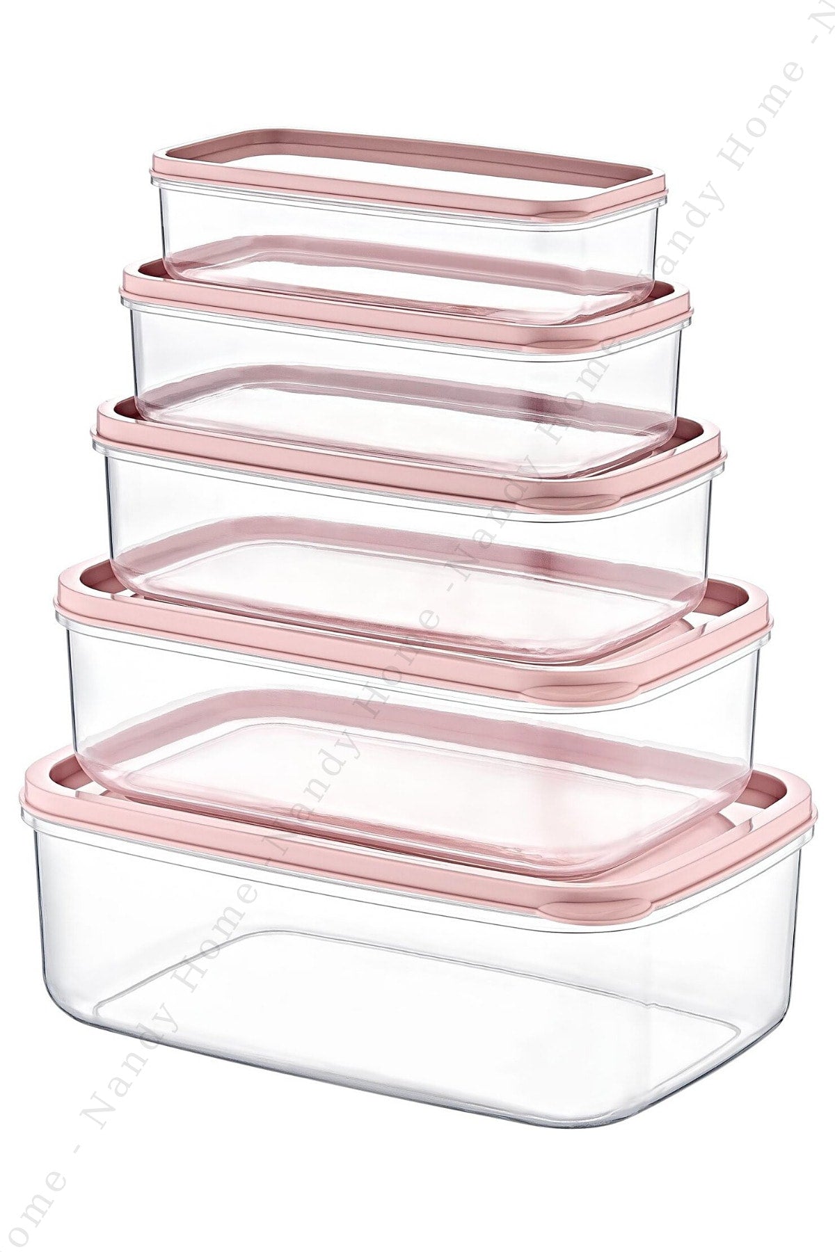 Set Of 5 Embox Rectangular Provisions, Food Storage Container Powder