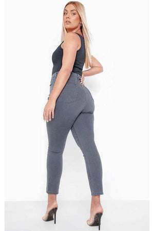 Sinemstyle Plus Size Lycra (( Gray Gathering )) Jeans - Swordslife