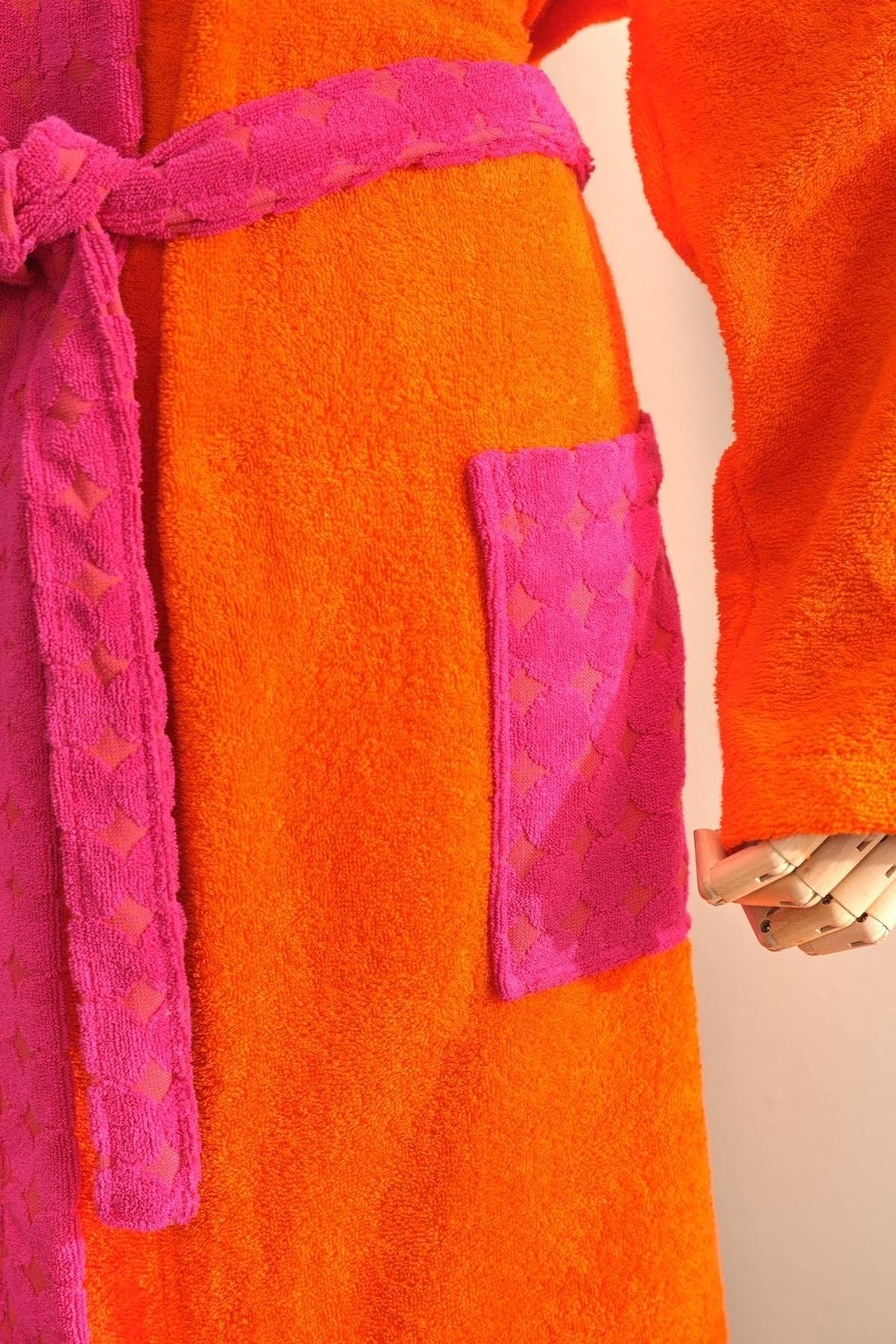 Young Audra Fuchsia Orange 100% Cotton Bathrobe S/m - Swordslife