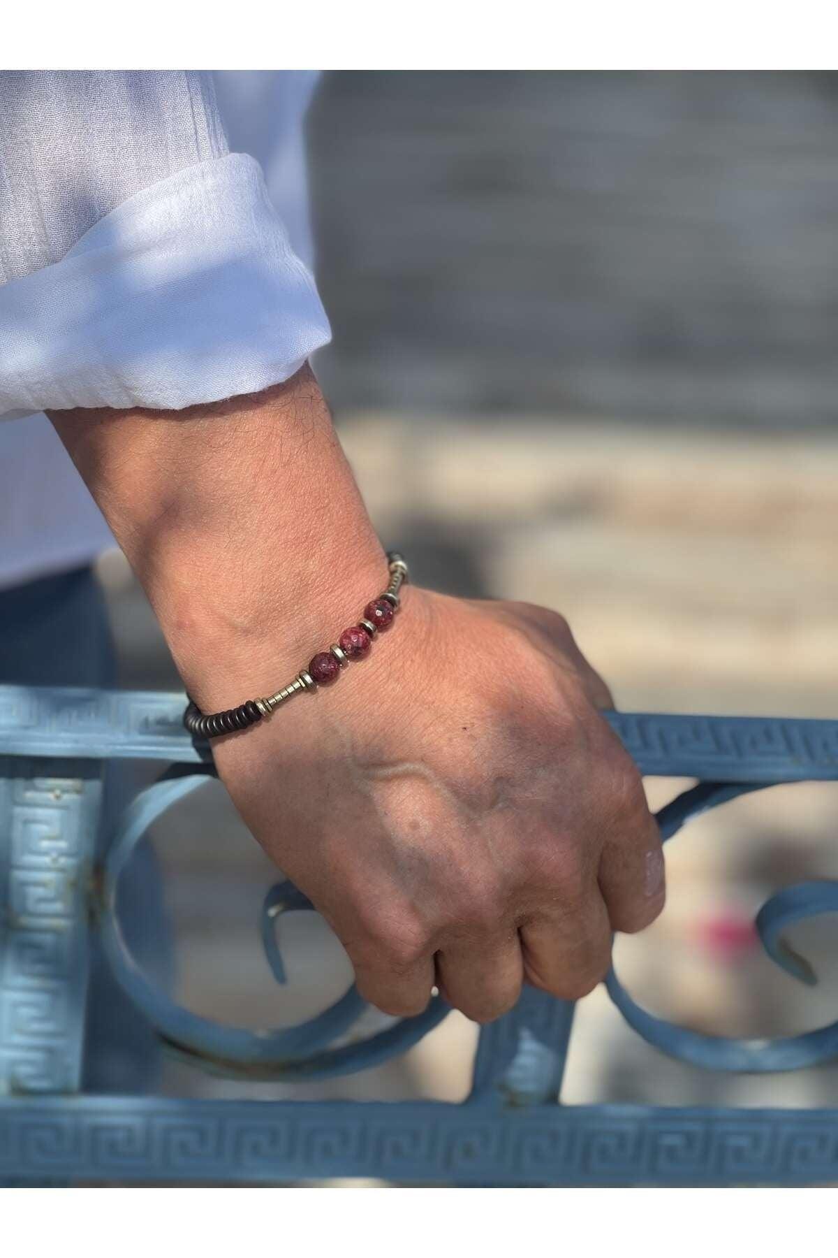 Red Hematite & Lava Stone Unisex Bracelet - Swordslife