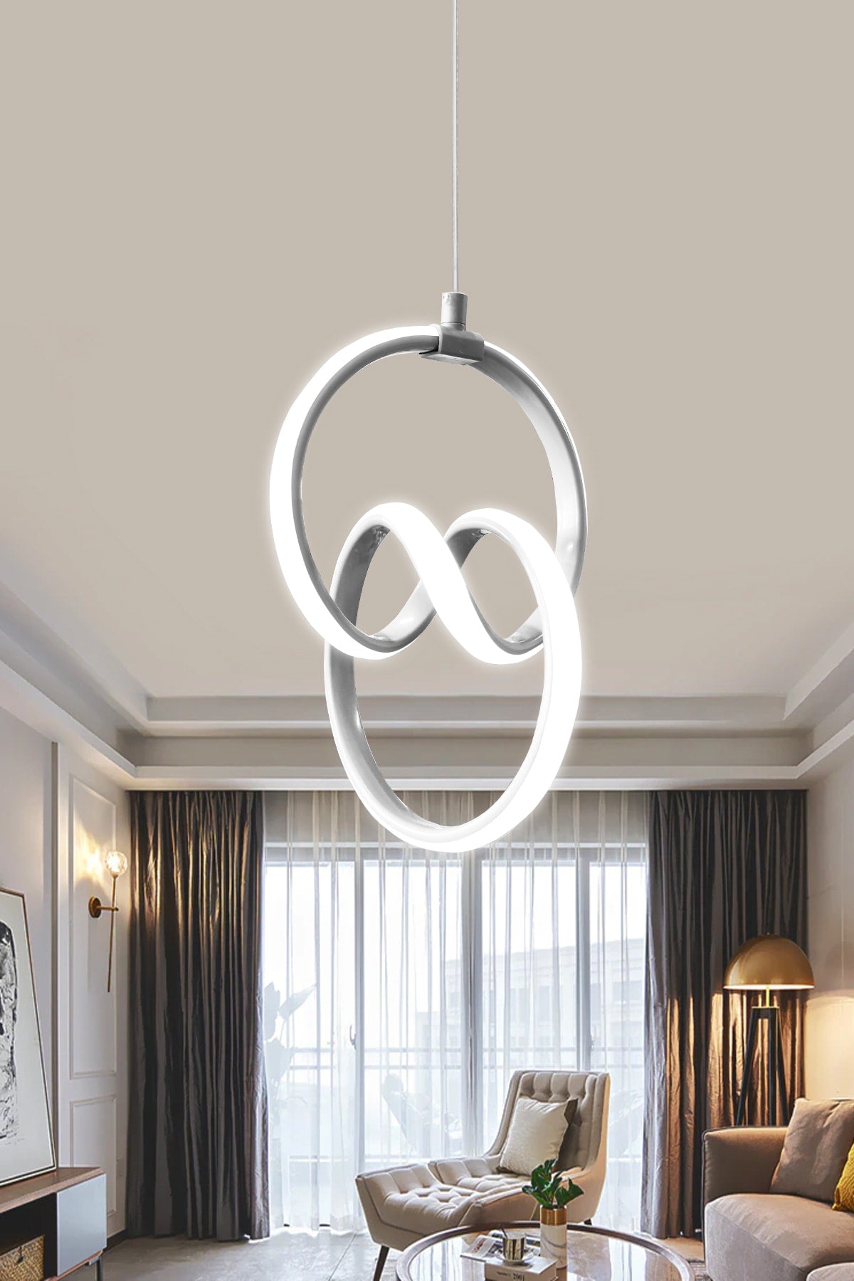 Modern Pendant Lamp Silver Case White Light LED Chandelier 1 Year Warranty LED Chandelier