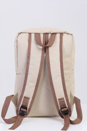 Unisex Cream 100% Genuine Leather Detailed Waterproof 15.6 Inch Multi-Compartment Backpack With Laptop Compartment
