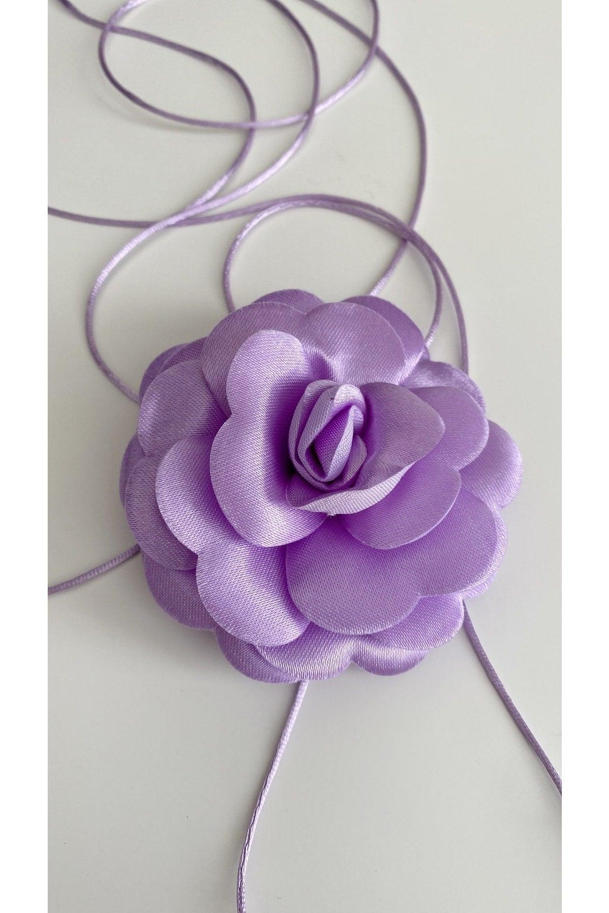 Lace-Up Fabric Flower Choker Necklace Rose Necklace - Swordslife