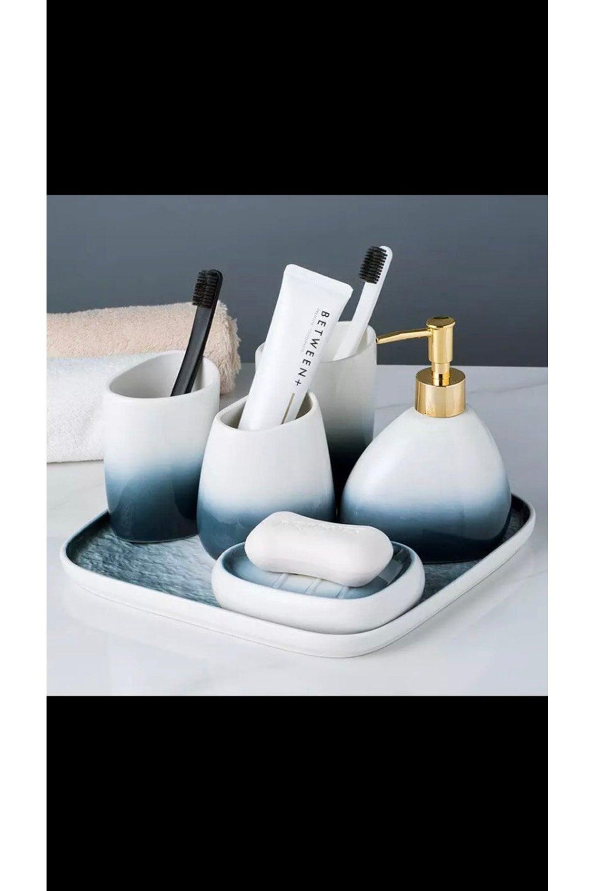 Gradient Blue Ceramic Bathroom Set Tr-3046blue Blue-3046 - Swordslife