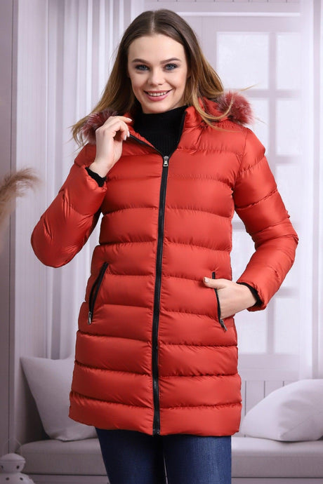 Tile Color Women's Plush Microgel Inflatable Coat - Swordslife