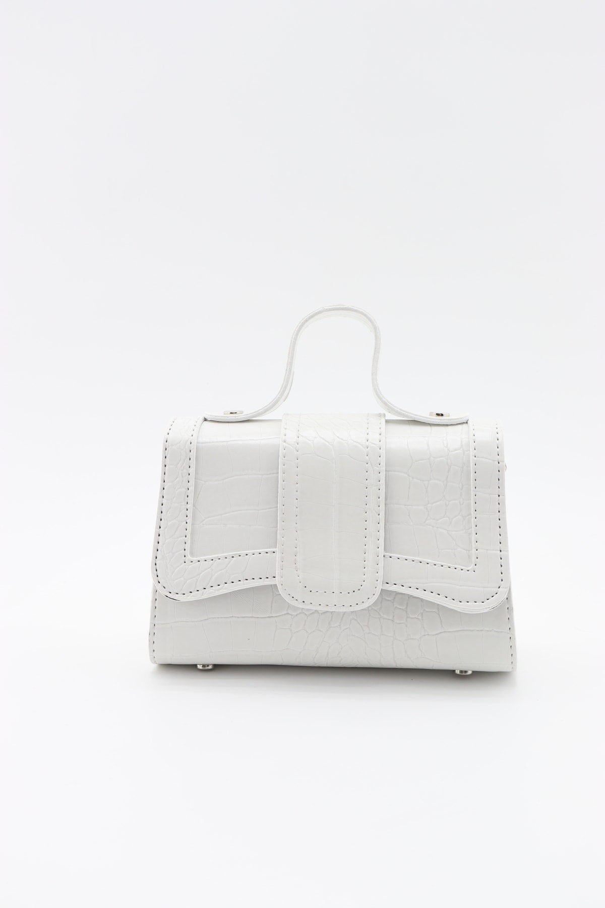 Women'S White Leather Chain Strap Mini Hand And Shoulder Bag